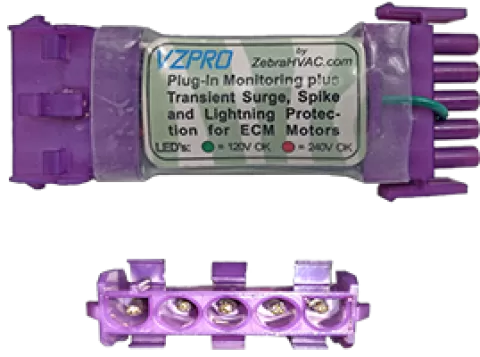 VZPRO ECM PROTECTOR PLUG-IN SPIKE
& SURGE PROTECTOR FOR 5-PIN ECM
POWER HARNESS